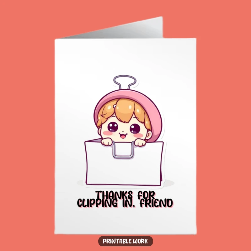 Free Printable Thank You Card: Witty Binder Clip Humorous Downloadable Gift