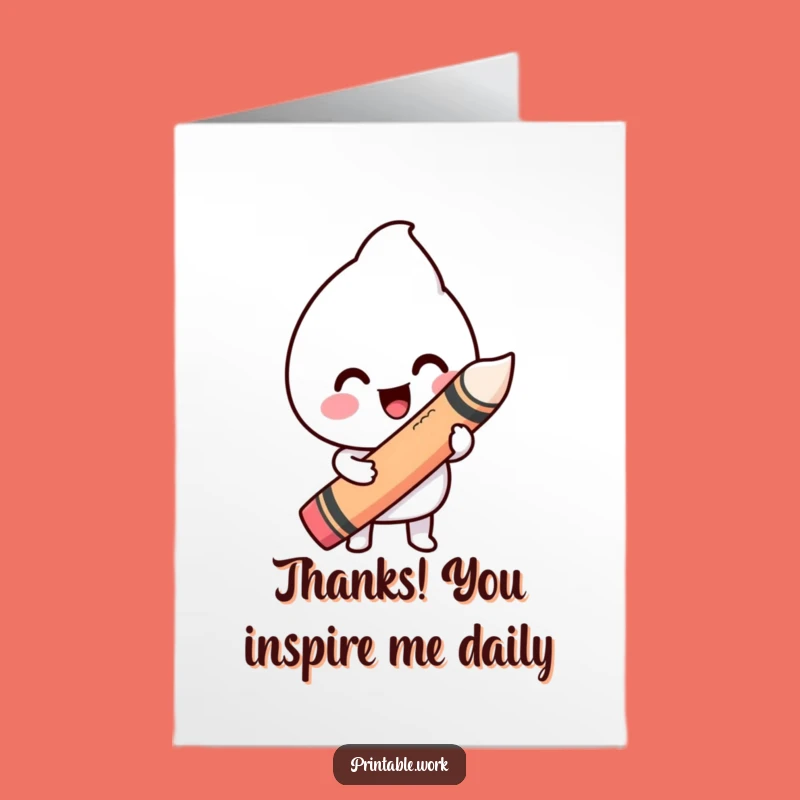 Happy Kawaii Drawing Free Printable Thank You Card - Funny Downloadable Gratitude!