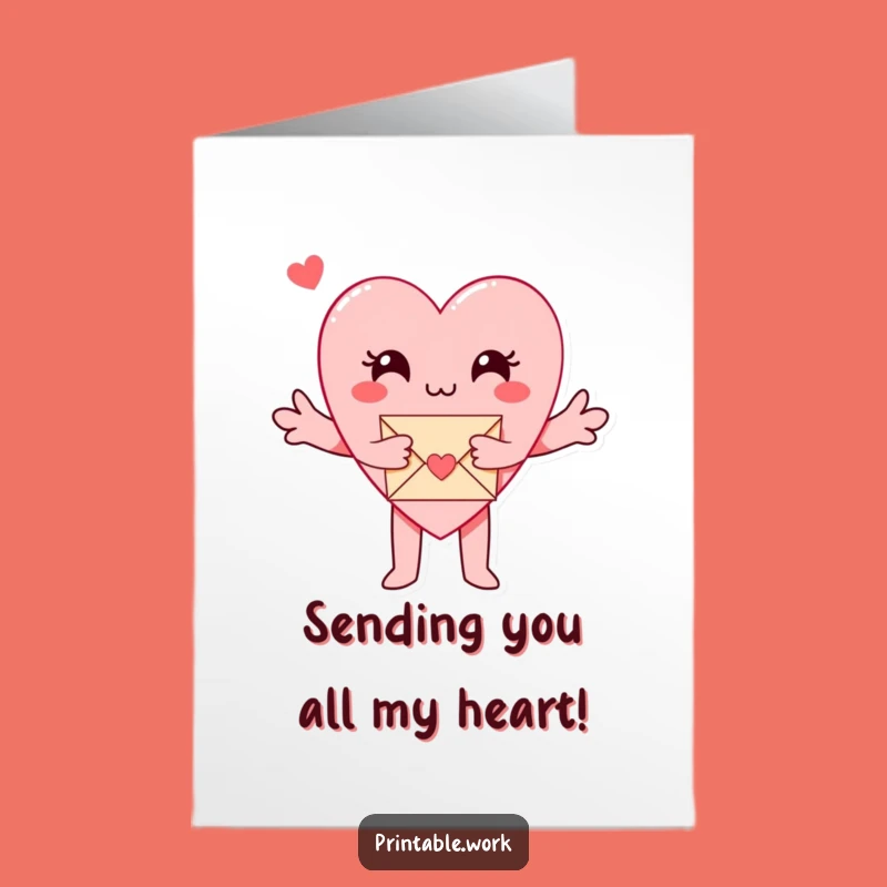 Free Printable Thank You Card: Heart's Hugging Envelope of Gratitude