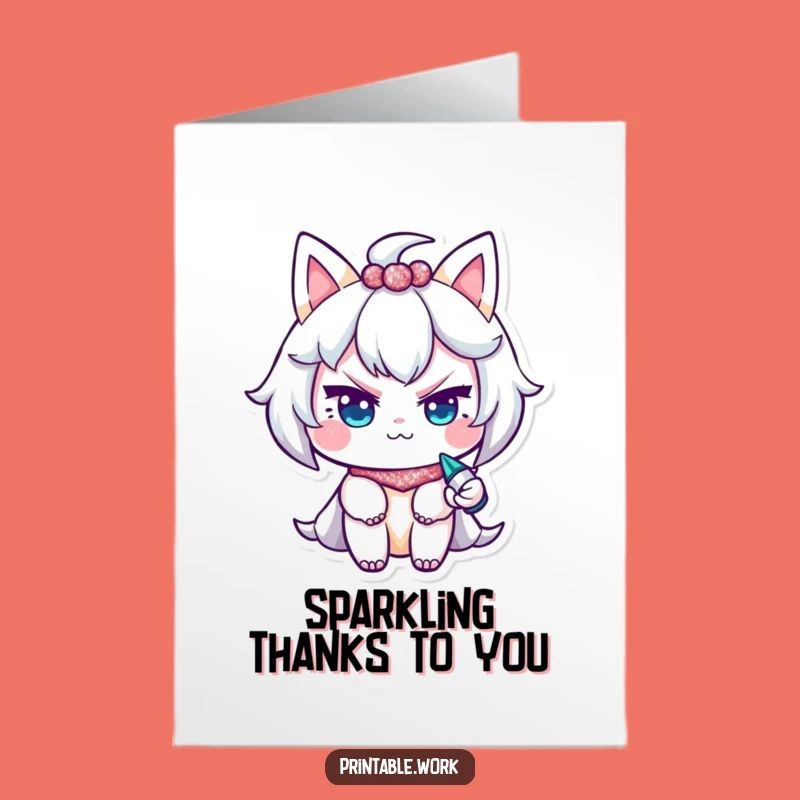 Free Printable Thank You Card: Witty Glitter Character, Quick DIY Downloadable Gift