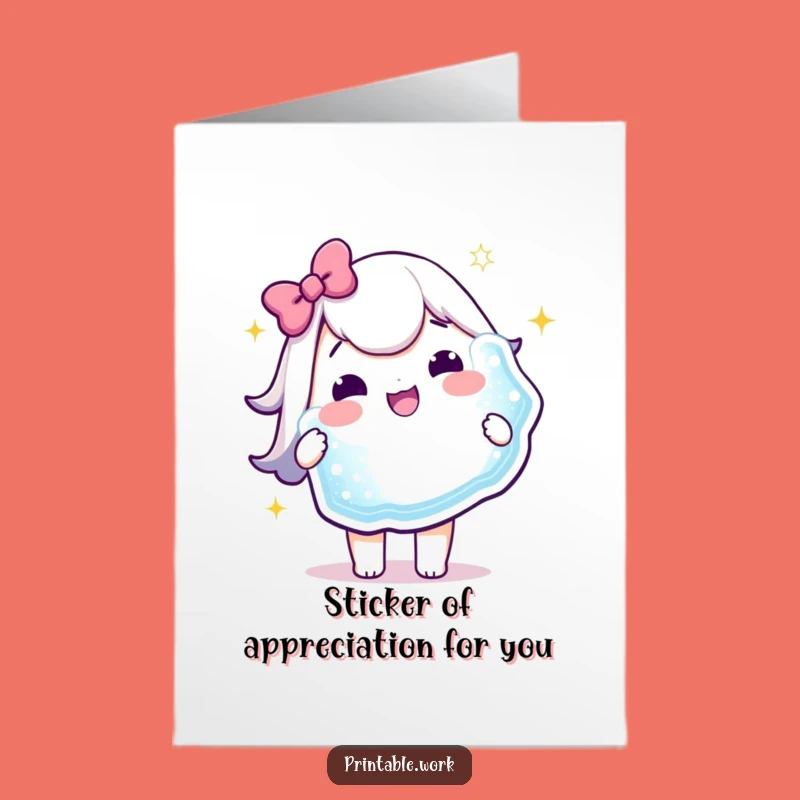 Free Printable Thank You Card - Kawaii Sticker Gratitude, Thoughtful Downloadable Gift