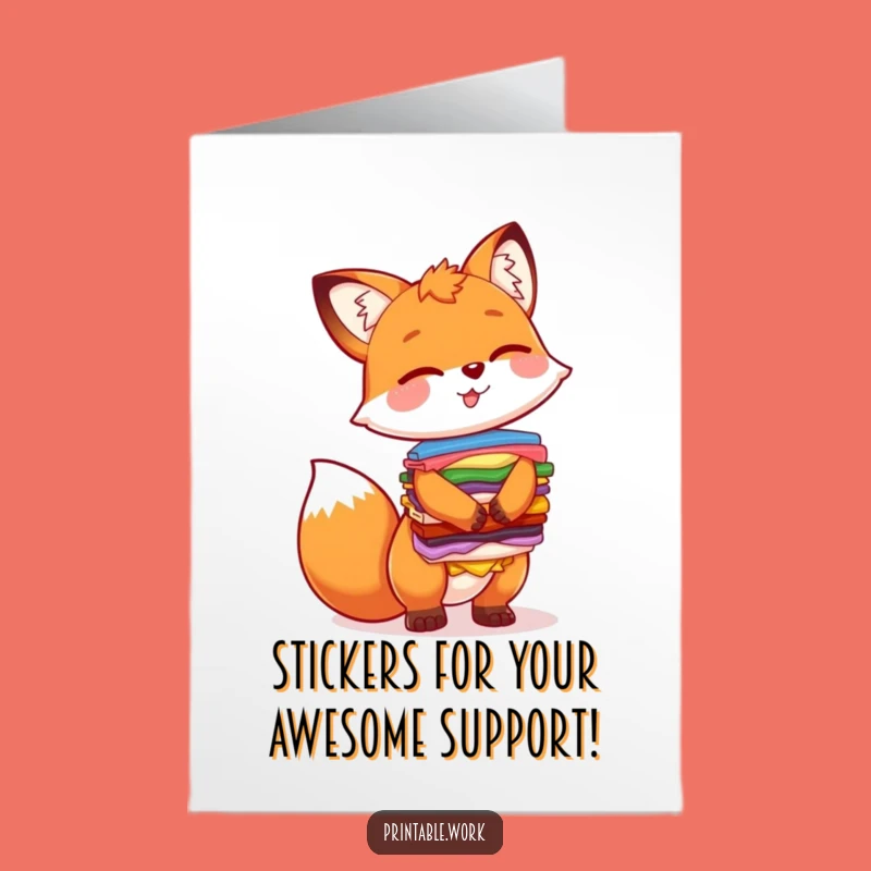 Free Printable Fox Thank You Card: Giggling Sticker Fun Downloadable