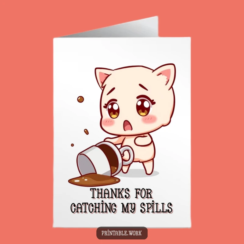 Free Printable Funny Thank You Card: Coffee Chaos for Grateful Expressions