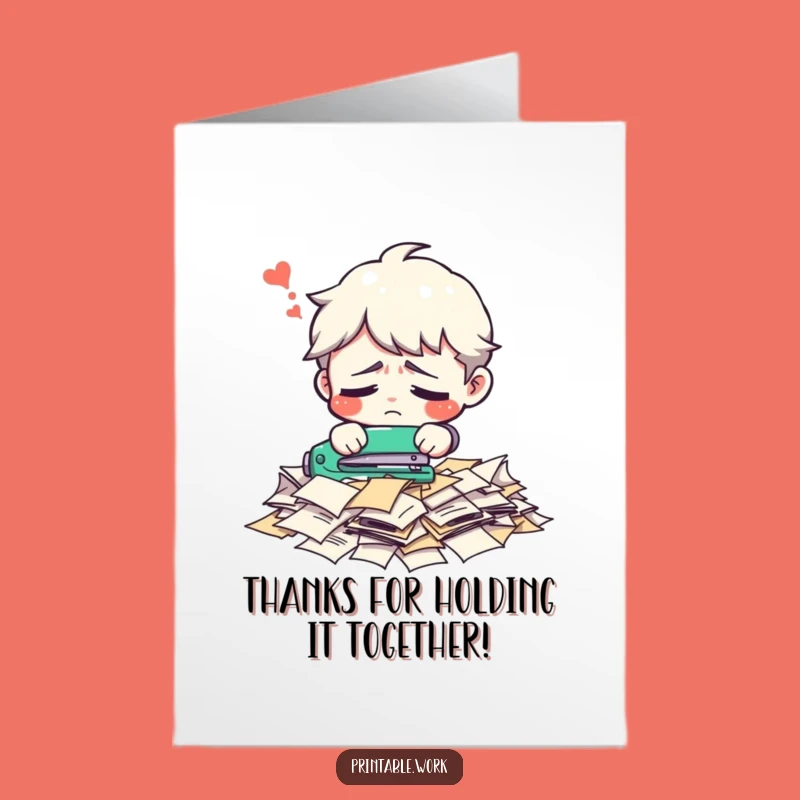 Free Thank You Card: Confused Stapler Funny Downloadable Gift