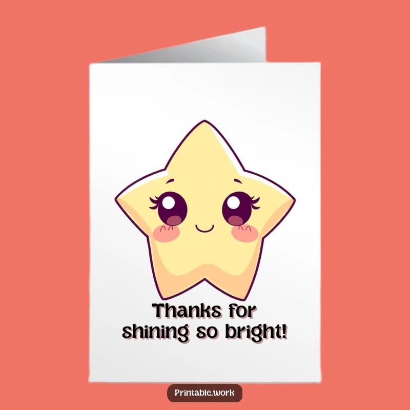 Free Printable Thank You Card: Star's Bright Sparkle of Gratitude
