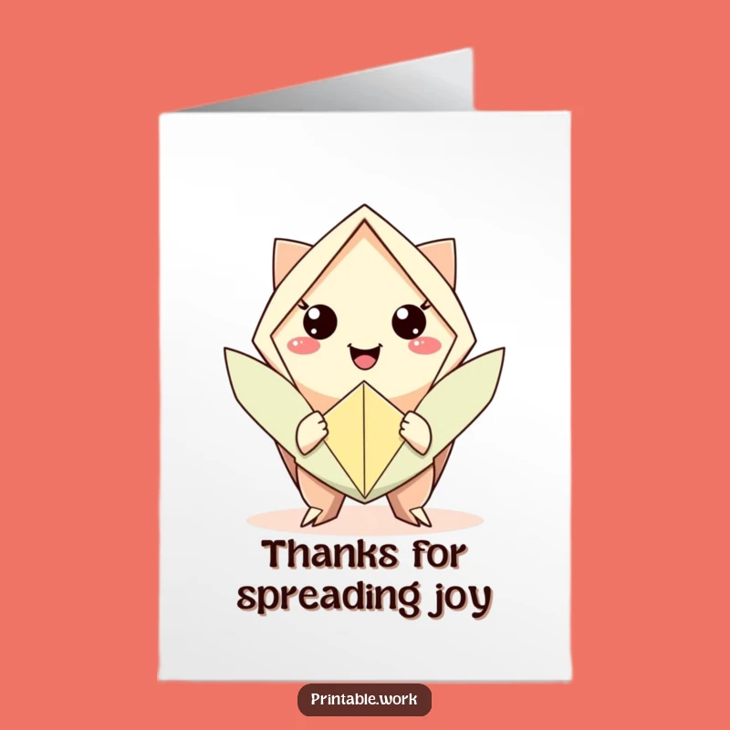 Free Printable Thank You Card: Funny Origami Smile for Your Generous Gesture!