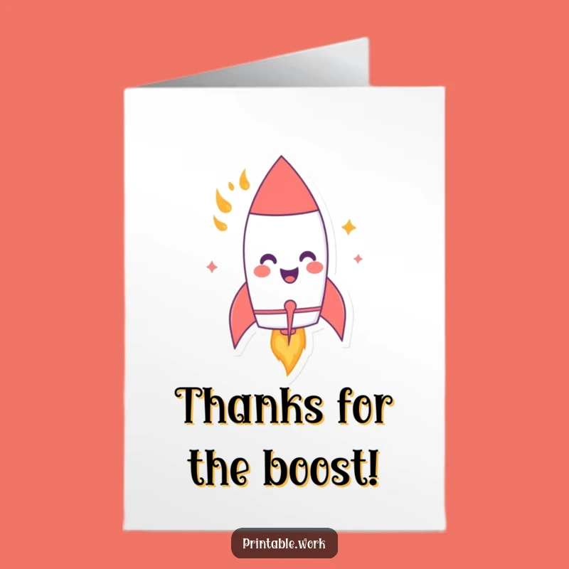 Free Printable Thank You Card: Giggling Rocket Funny Downloadable Gift for Stellar Thanks