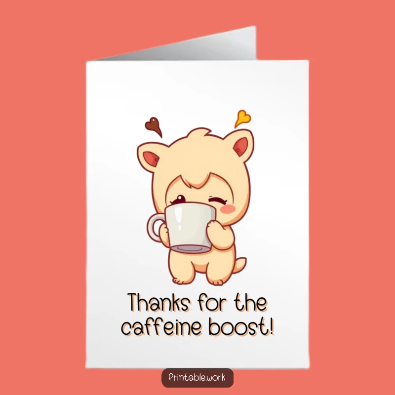 Free Printable Thank You Card: Coffee Mug Head Character - Express Gratitude in a Funny Way