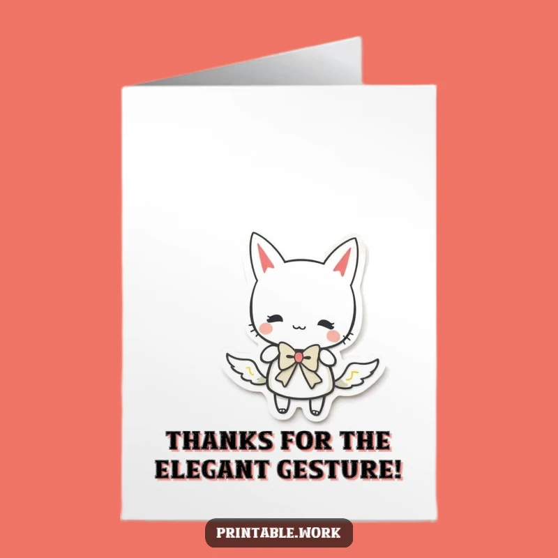 Free Printable Thank You Card: Paper Character's Polite Bow, Funny DIY Downloadable Gift!