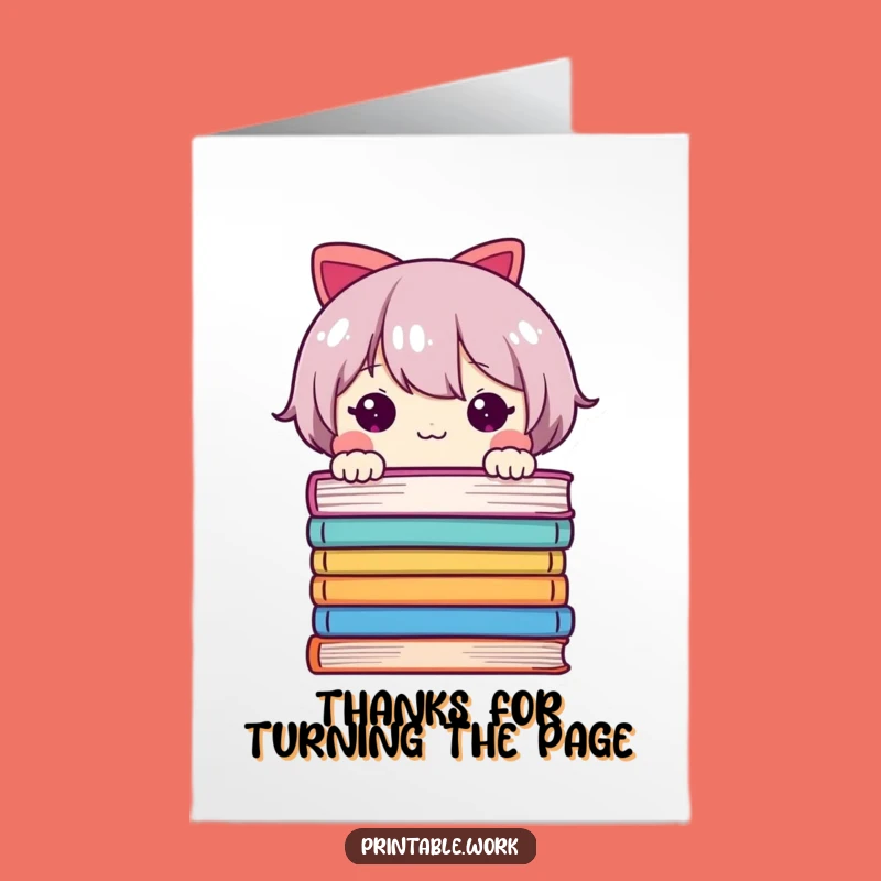 Free Printable Thank You Card: Sweet Peeking Character Funny Downloadable Gift