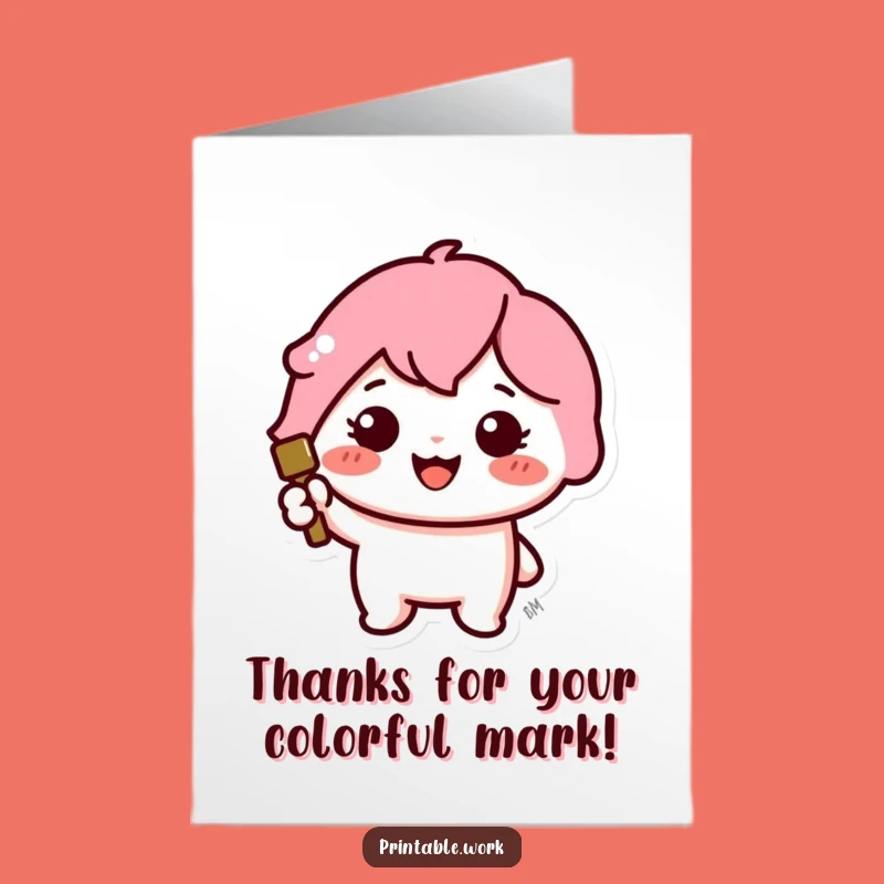 Free Printable Thank You Card: Kawaii Icon Gratitude Stamp - DIY