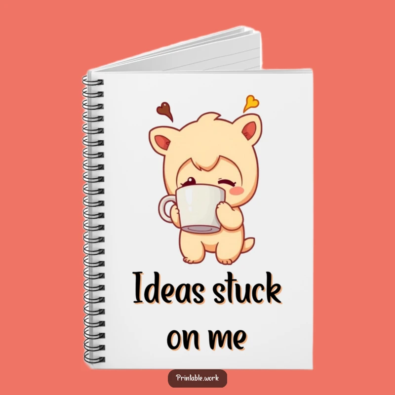Funny Coffee Mug Stuck Head Character Notebook - Jot Down Laughs