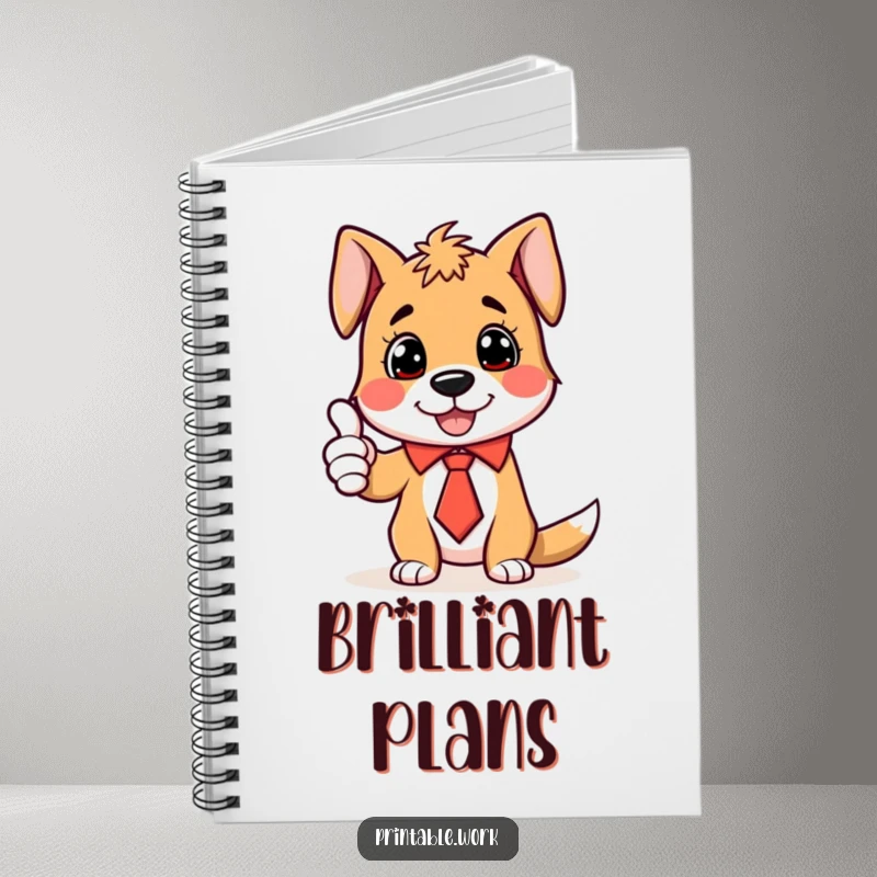 Funny Notebook featuring a dog in a tie, giving a thumbs-up, perfect for jotting down ideas with enthusiasm.