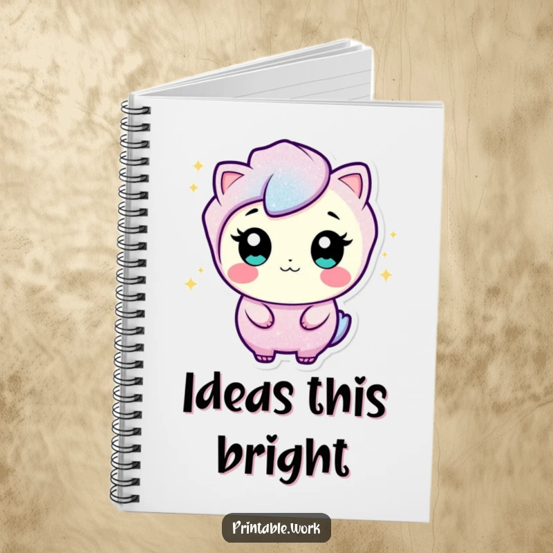 Funny notebook with a curious glitter character on the cover, perfect for jotting down sparkling ideas with a touch of humor.