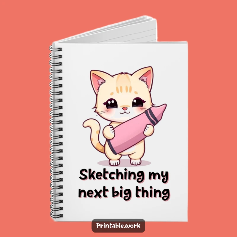 Funny Kawaii Cat Crayon Artist Notebook: Jot Down Ideas with Artistic Fun