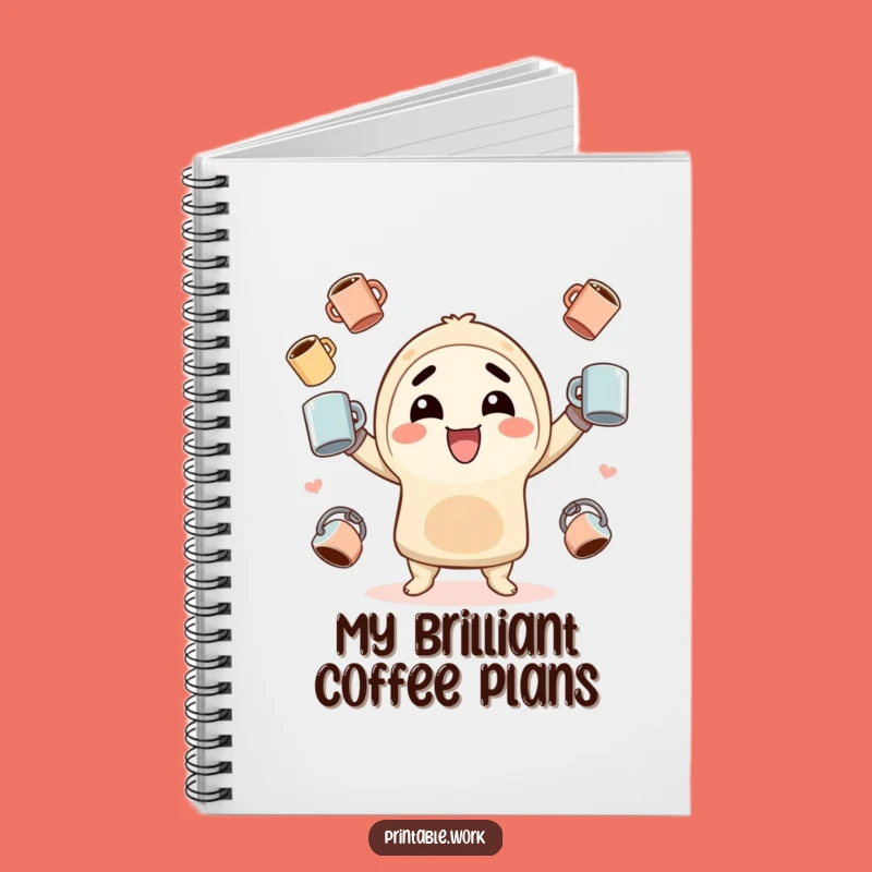 Funny Kawaii Juggling Notebook - Creative Enthusiastic Character Journal Gift