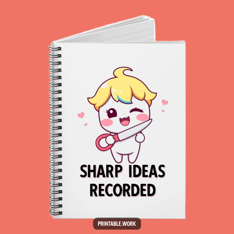 Funny Kawaii Wink & Snip Notebook - Jot Down Your Sharp Ideas!