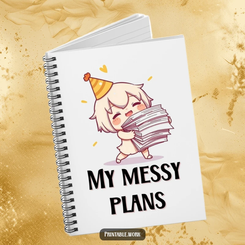 Funny Tripping Character Notebook: A character tripping with papers, on a notebook cover for funny and relatable journaling.