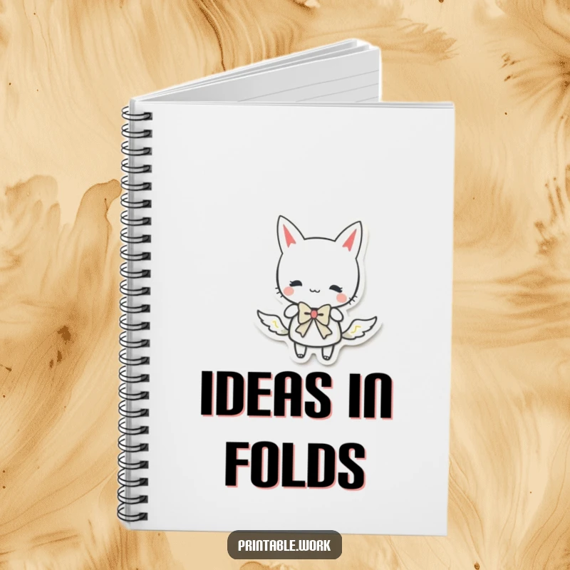 Funny paper character doing a curtsy with a bow, featured on this hilarious notebook for capturing elegant ideas.