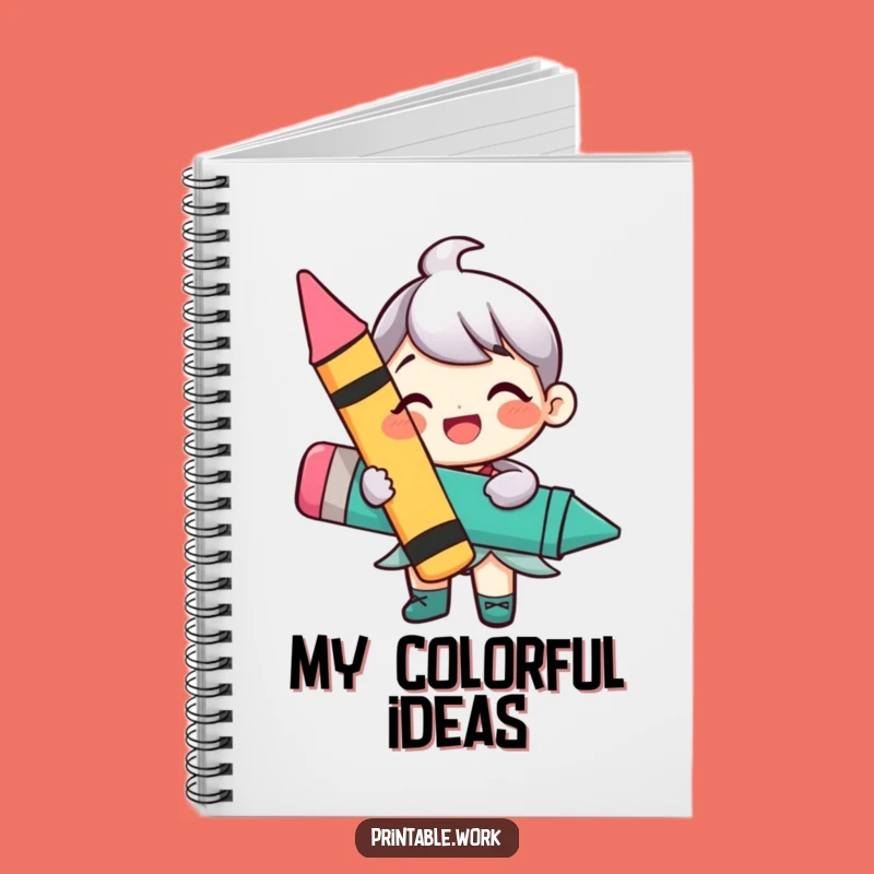 Funny Happy Crayon Character Notebook: Jot Down Ideas with Artistic Joy