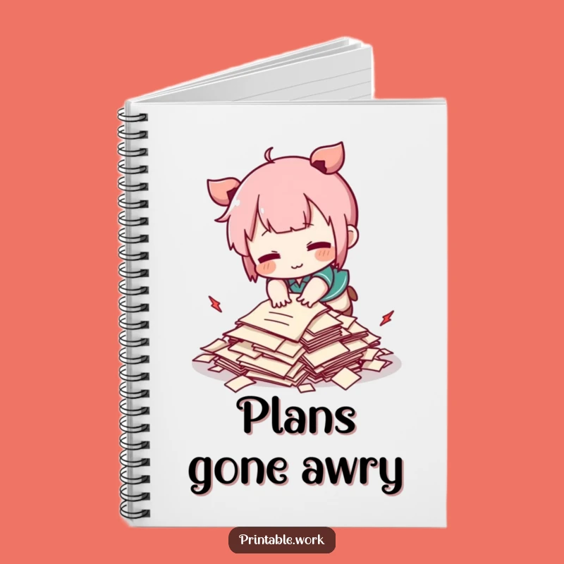 Funny Kawaii Tripping Papers Notebook - Jot Down Notes with Cute Chaos