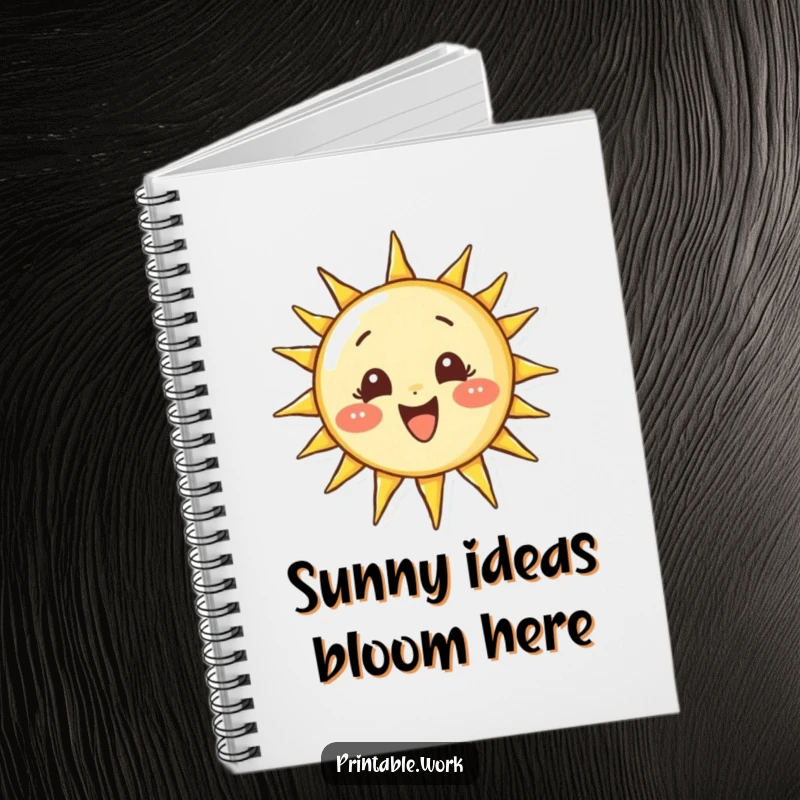 Funny notebook with a determined character drawing a perfect, smiling sun, perfect for capturing inspired thoughts and creative plans.