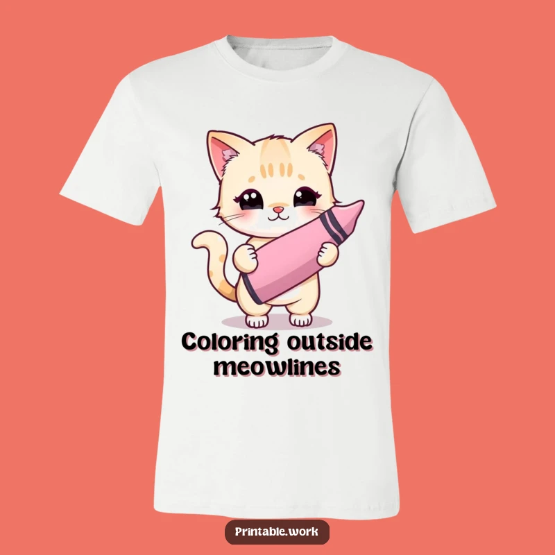 Funny Kawaii Cat Crayon Artist T-Shirt: Wearable Art and Hilarious Gift