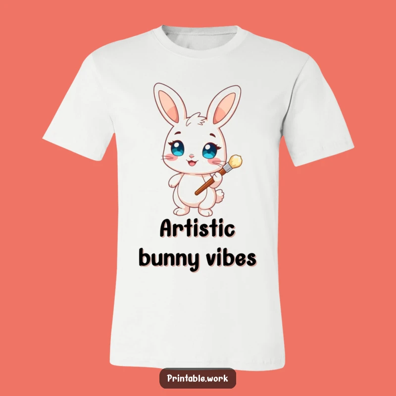 Funny Bunny Artist T-Shirt - Cheerful Creative Design
