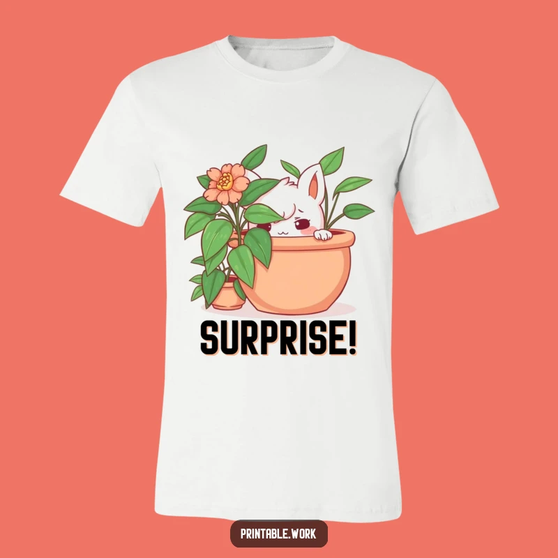 Funny Hidden Plant T-Shirt: Playful Character Tee for Sneaky Fun