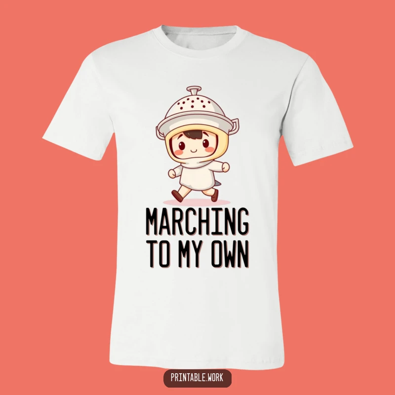 Funny Kawaii Colander Helmet Marching T-Shirt - Proud Character Tee Gift