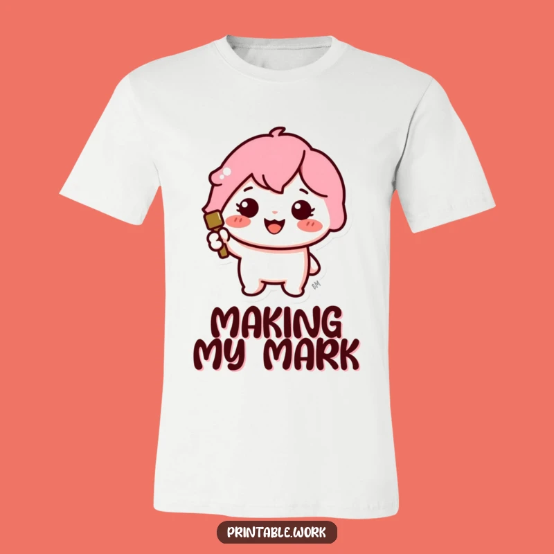 Funny Kawaii Stamper T-Shirt: Cheerful Character Icon Stamp Funny Gift