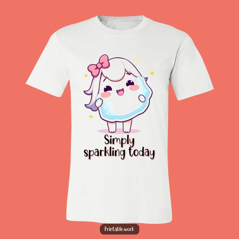 Funny Kawaii Sticker T-Shirt: Sparkly Joy Character Tee, Great Funny Gift!