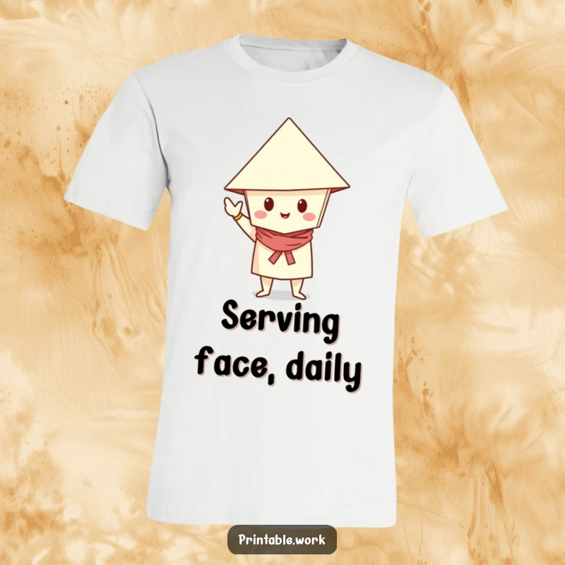 Funny T-Shirt showcasing a paper character wearing a folded hat and striking a fashionable, confident pose.