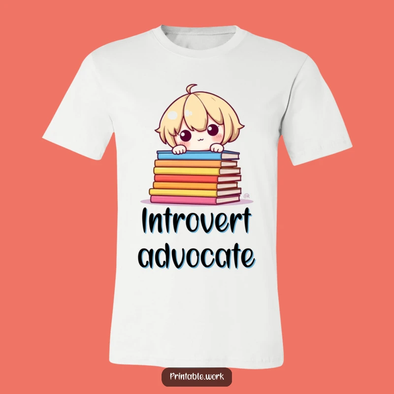 Funny Shy Kawaii Peeker T-Shirt: Adorable Book Character, Perfect Funny Gift for Readers