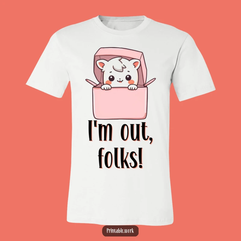 Funny Kawaii Peeking T-Shirt: Happy Character Box Surprise, Great Funny Gift!