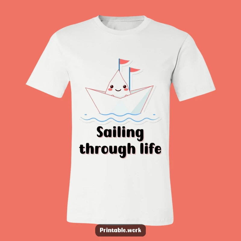 Funny Paper Boat T-Shirt: Adorable Sailing Character for Everyday Fun