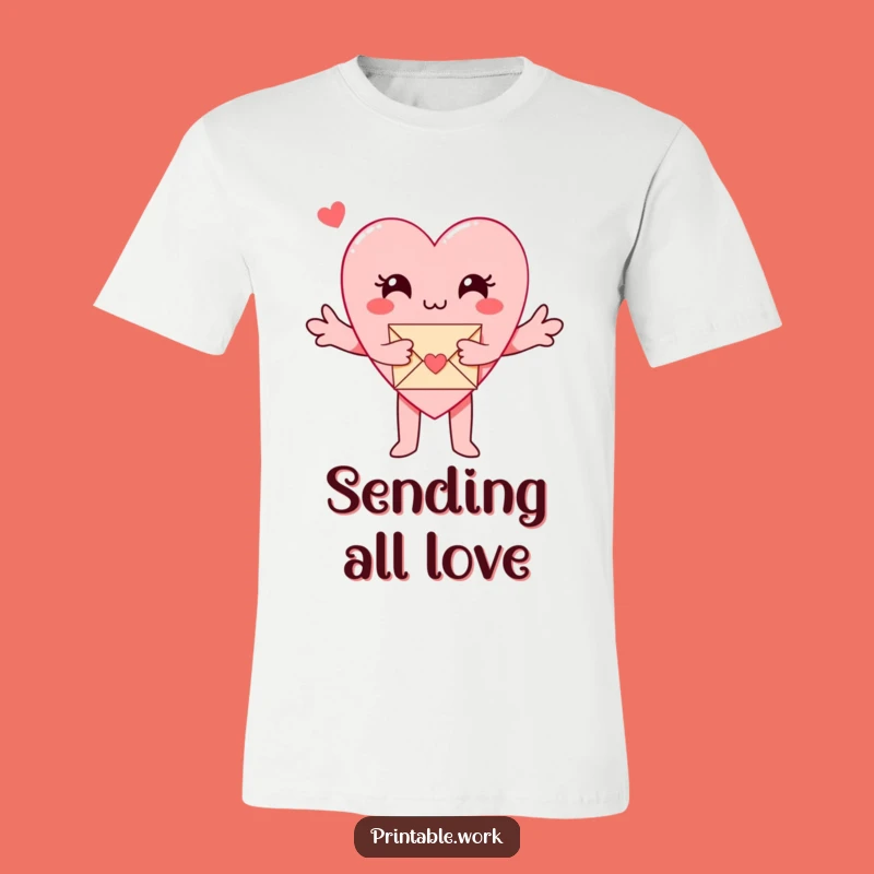 Funny Paper Heart T-Shirt: Hugging Envelope Design for Cozy Affection
