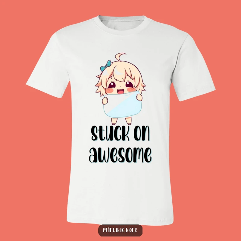 Funny Sticker Fan T-Shirt: Delighted Character Expressing Pure Joy