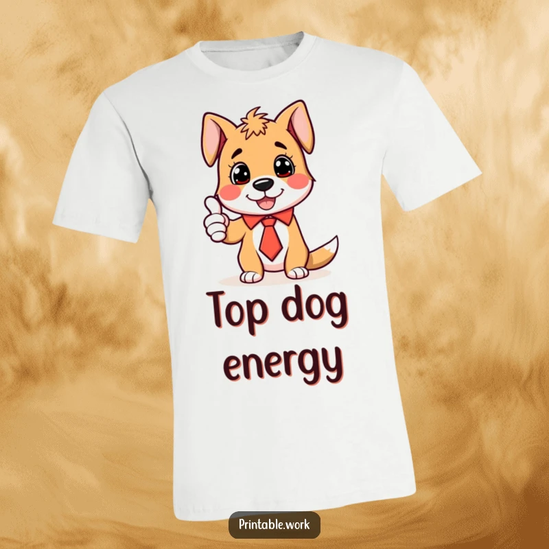 Funny T-Shirt of a dog wearing a tie and enthusiastically giving a thumbs-up, symbolizing support and happiness.