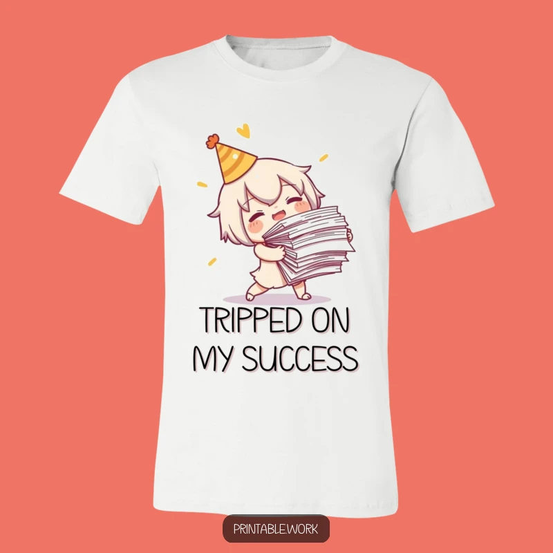 Funny Tripping Character T-Shirt: Paper Disaster Party, Awesome Funny Gift!
