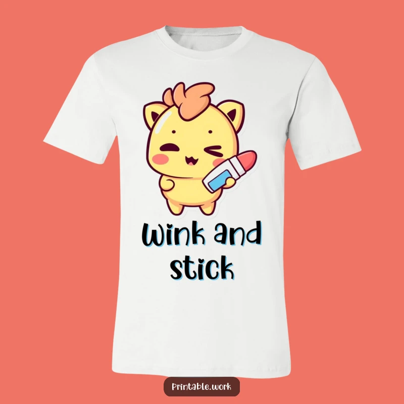 Funny Kawaii Glue Stick T-Shirt: Winking Mischief Maker Tee, Great Funny Gift!