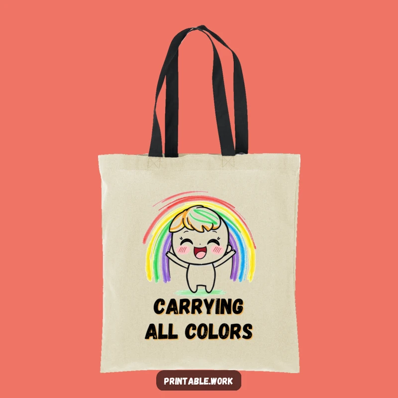 Funny Crayon Character Tote: Rainbow Bag, Ideal Funny Gift for Art Lovers