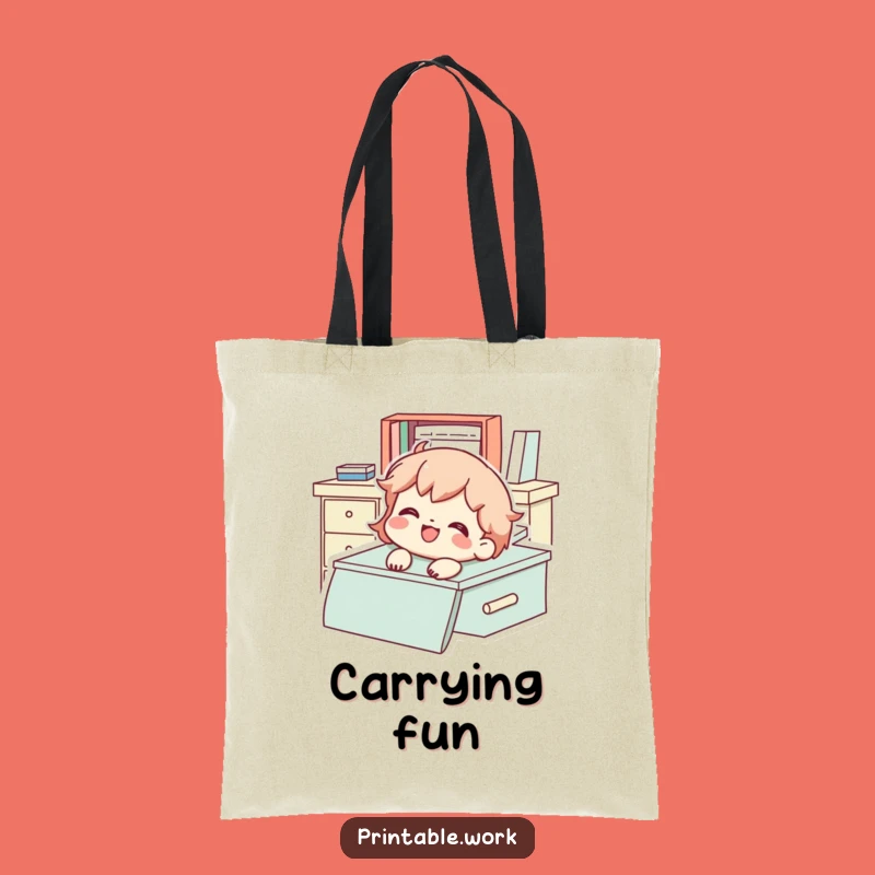Funny Desk Sliding Character Tote Bag - Carry Your Fun, Hilarious Funny Gift