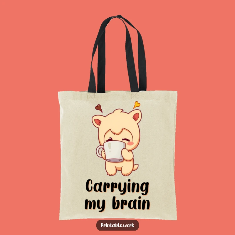 Funny Coffee Mug Head Character Tote Bag - Carry Your Laughs in Style