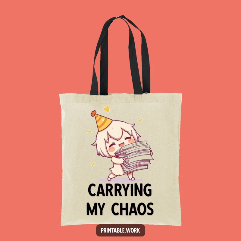 Funny Tripping Character Tote Bag: Paper Overload Carryall, Perfect Funny Gift!