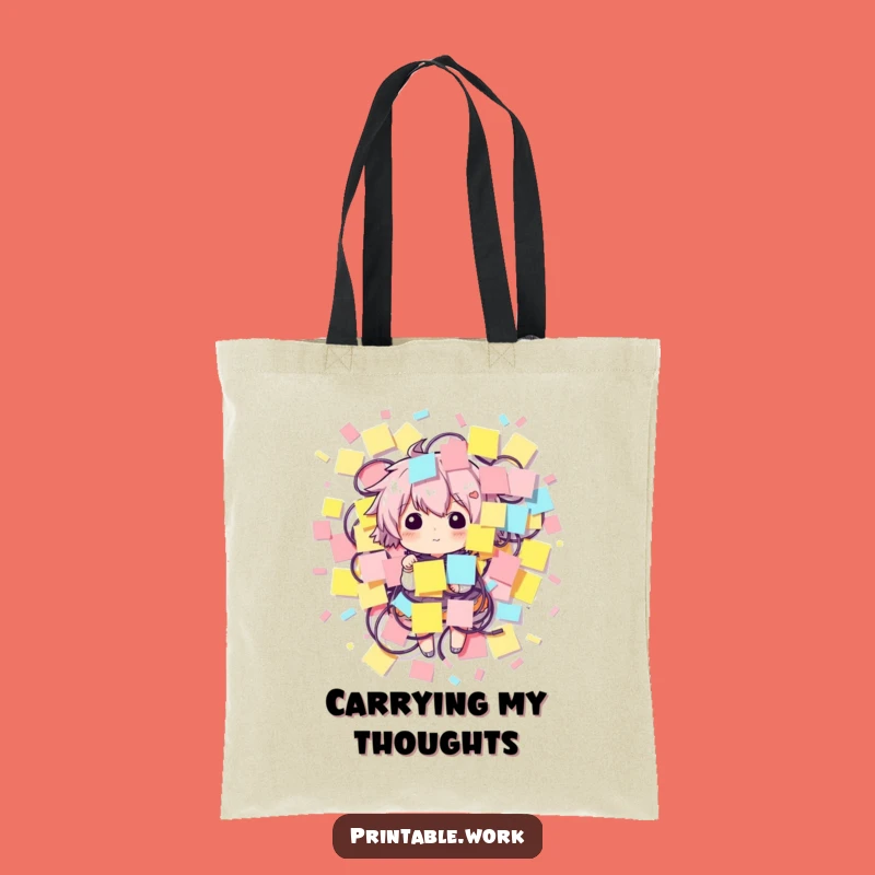 Funny Sticky Note Character Tote Bag - Carry Your Ideas in Style