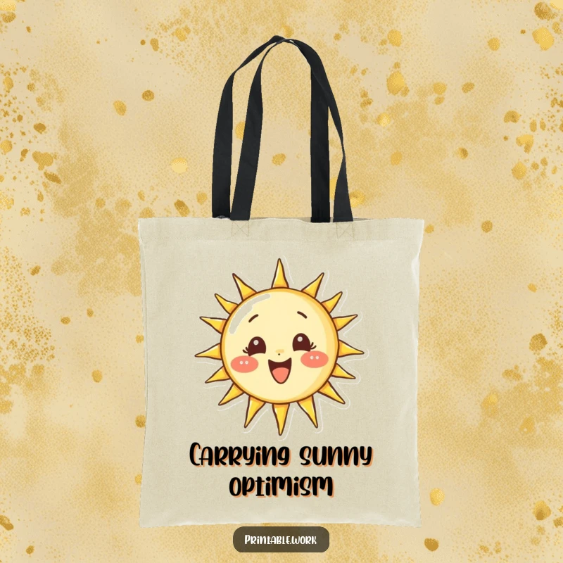 Funny tote bag showing a determined character focused on drawing a perfect, smiling sun, ideal for carrying essentials with ambition.