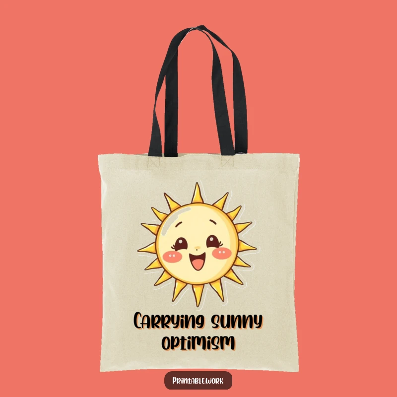 Funny Sun-Drawing Character Tote Bag: Carry Your Sunshine and Ambition