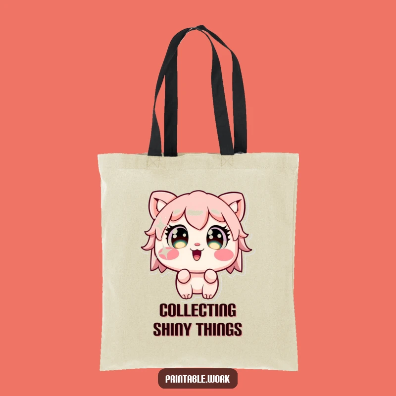 Funny Kawaii Sticker Stare Tote Bag - Carry Your Sparkle!