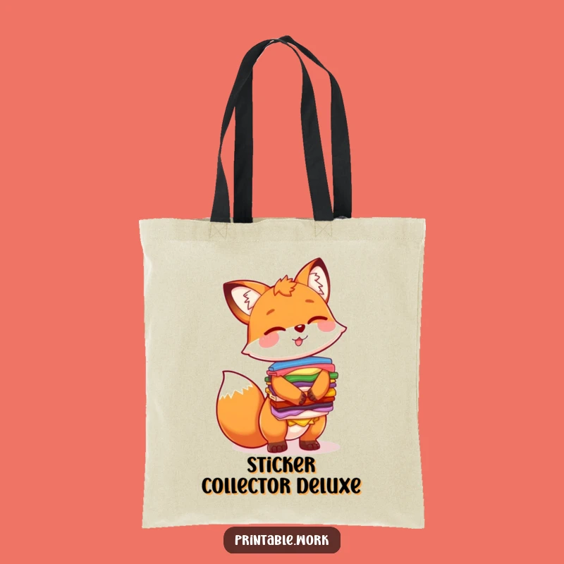 Funny Giggling Fox Sticker Haul Tote Bag - Carry Your Laughs and Stickers